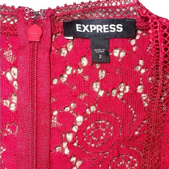 Express Red Lace Midi Dress - Picture 15 of 16